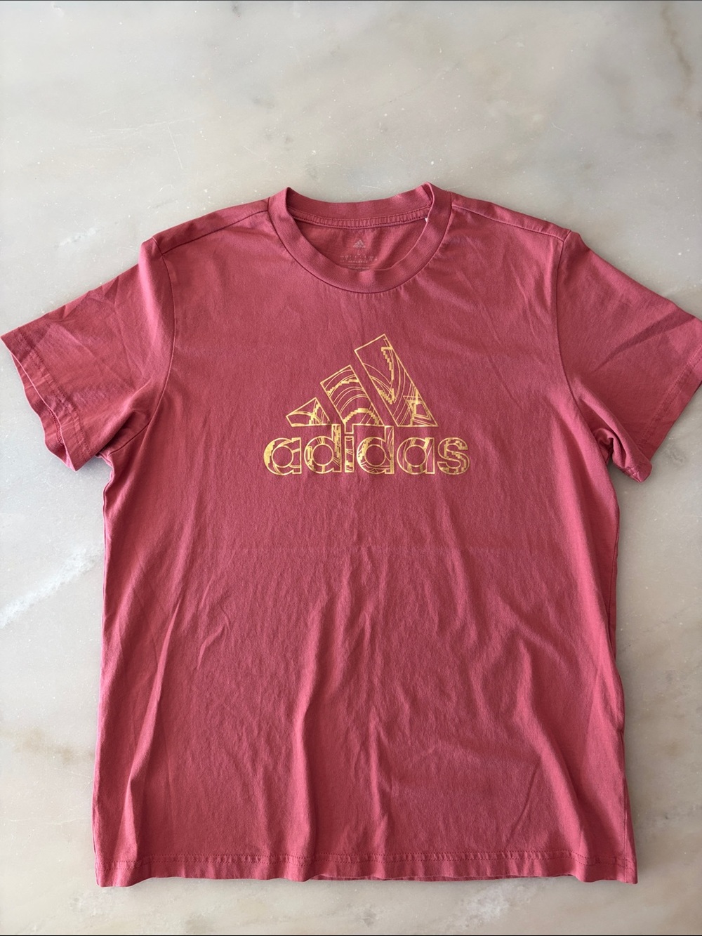 adidas Pink Short Sleeve Tee with Gold Logo